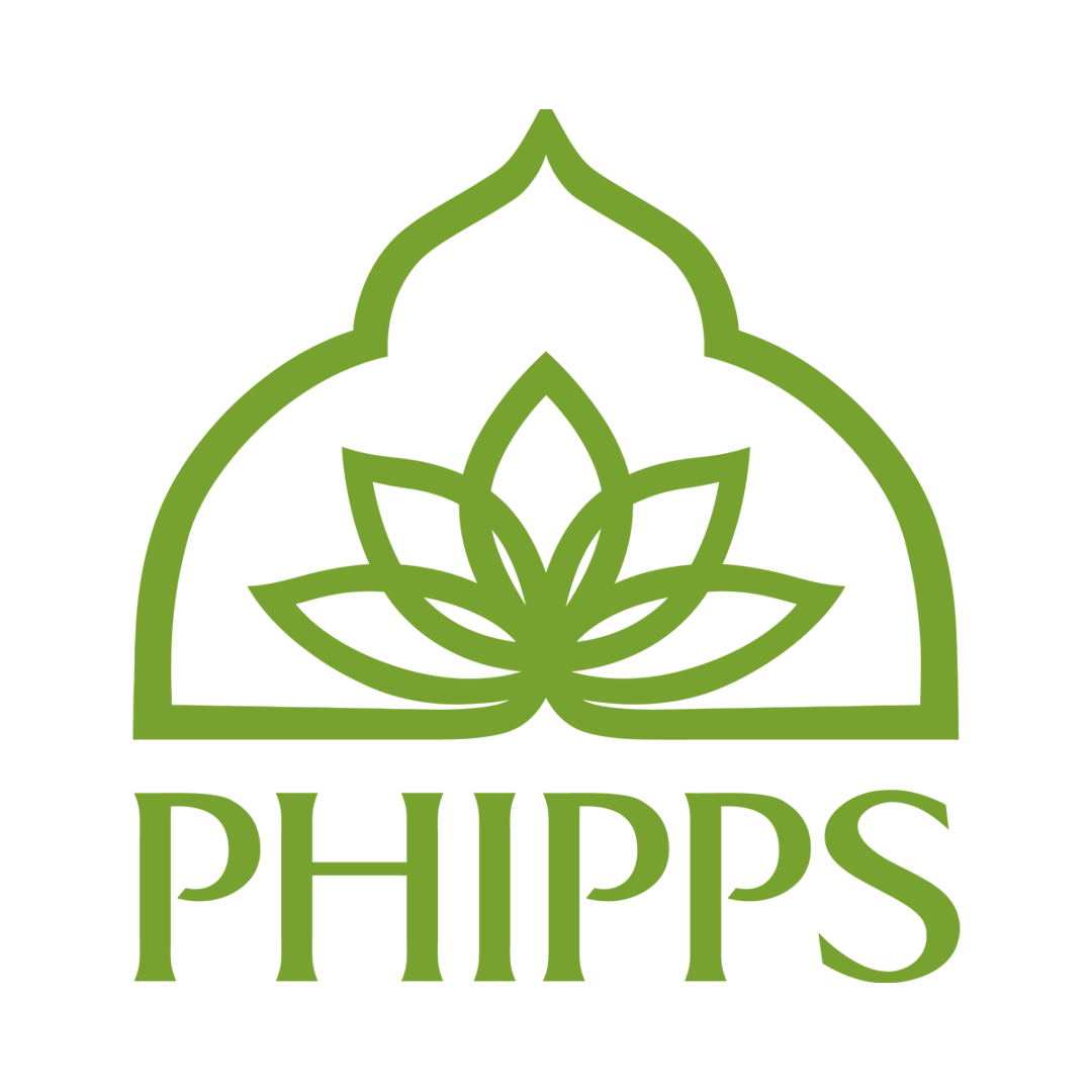 Phipps logo featuring a stylized lotus flower within an arch above the word PHIPPS.