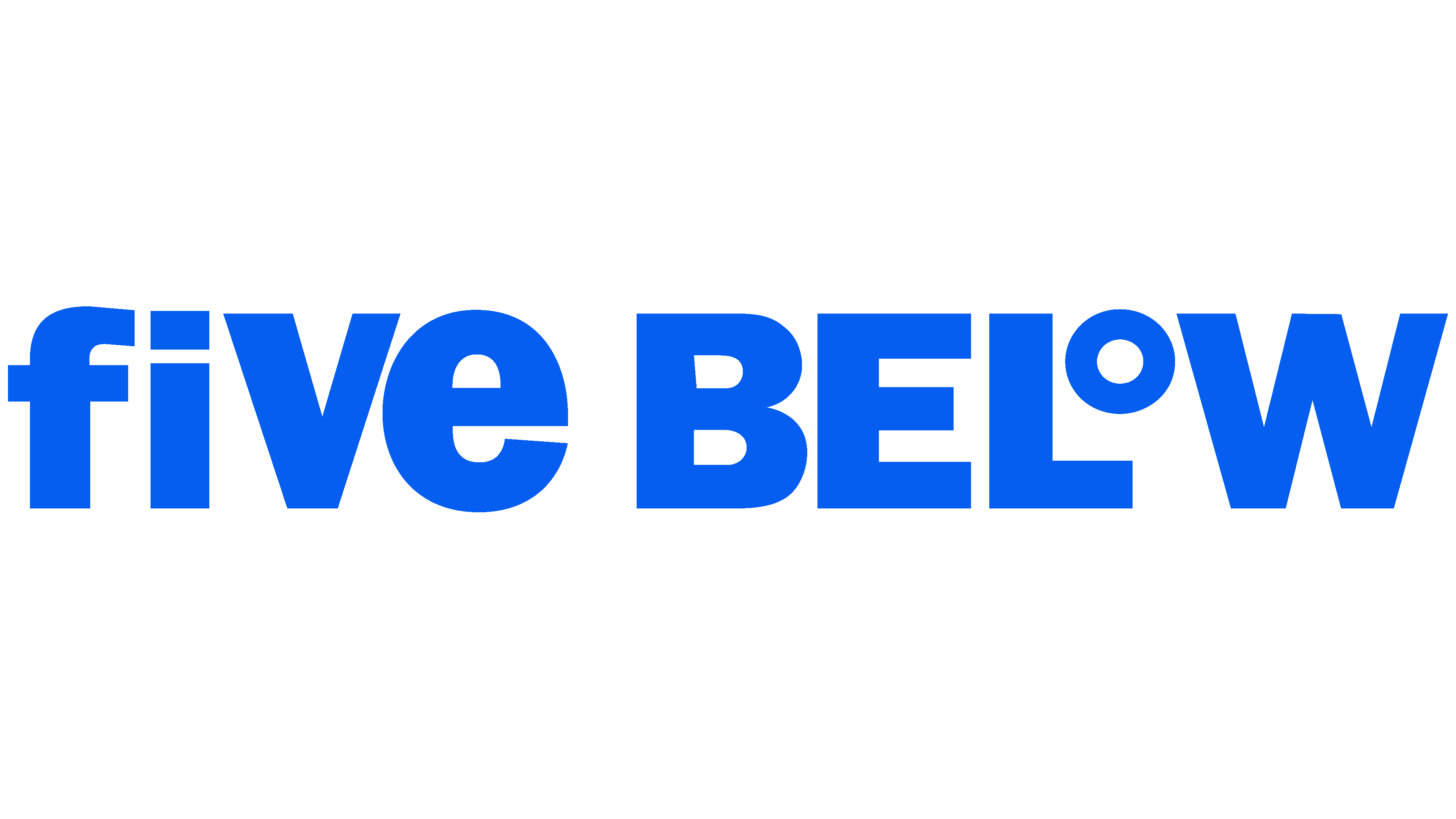 Blue Five Below logo text with degree symbol replacing the letter O in Below.