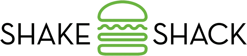 Shake Shack logo with a green burger icon between two words.