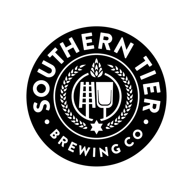 Southern Tier Brewing Co logo with hop, barley, beer glass, and star in a black circle.