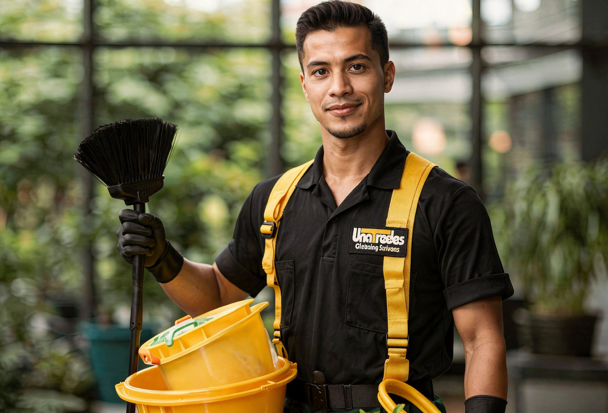A photo of a cleaning lady.